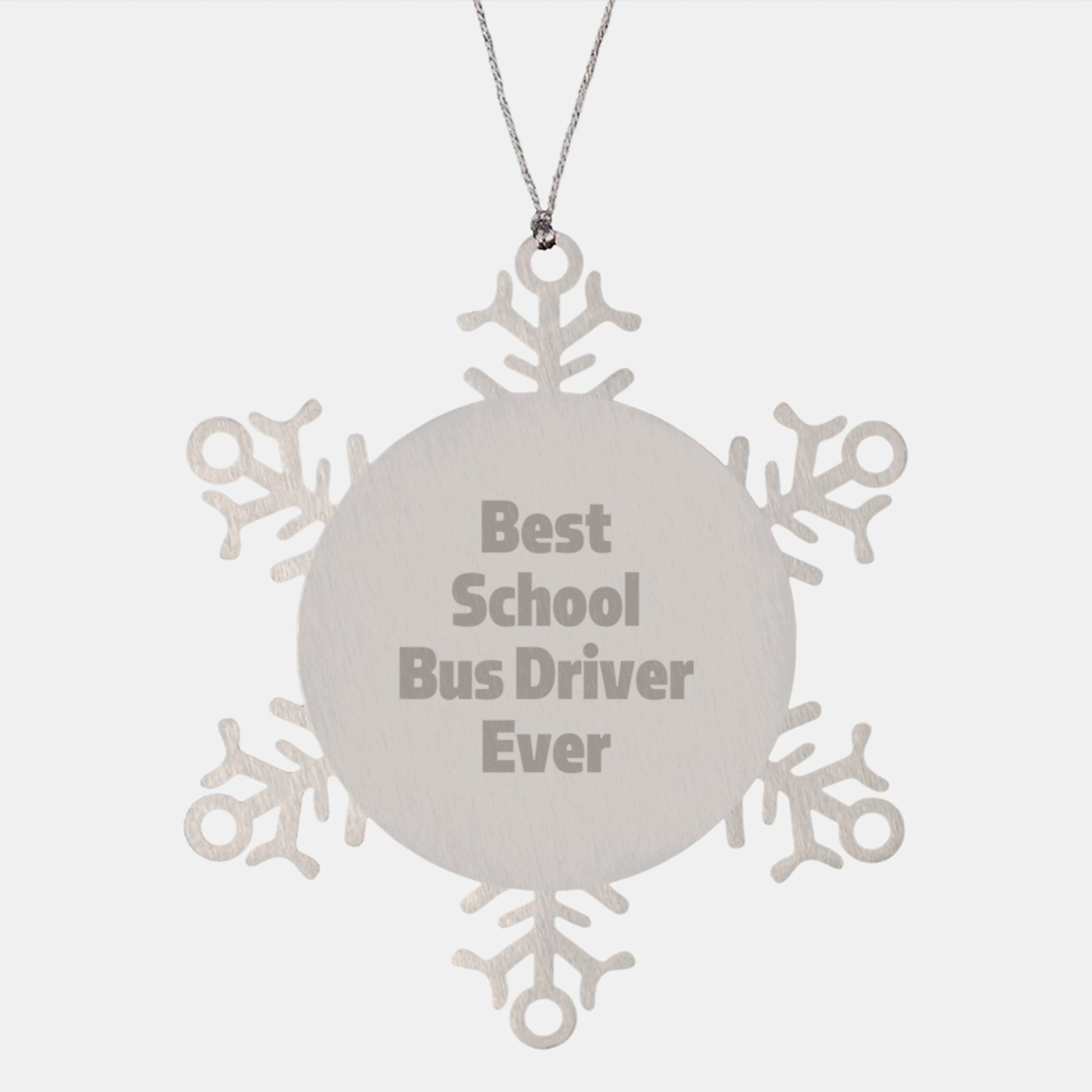 Funny School Bus Driver Gifts from Friends for School Bus Driver 'Best School Bus Driver Ever' Christmas Unique Gifts Stainless Steel Snowflake Ornament - Image 1