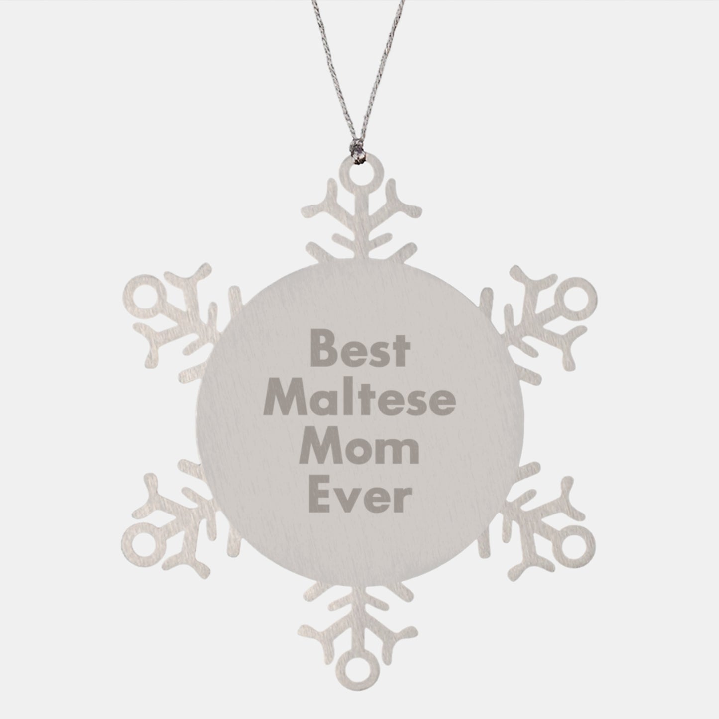 Maltese Dog Lovers' Favorite Snowflake Ornament, 'Best Maltese Mom Ever' Quote, Gifts from Mom to Maltese Dog, Unique Christmas Unique Gifts for Dog Owners - Image 1