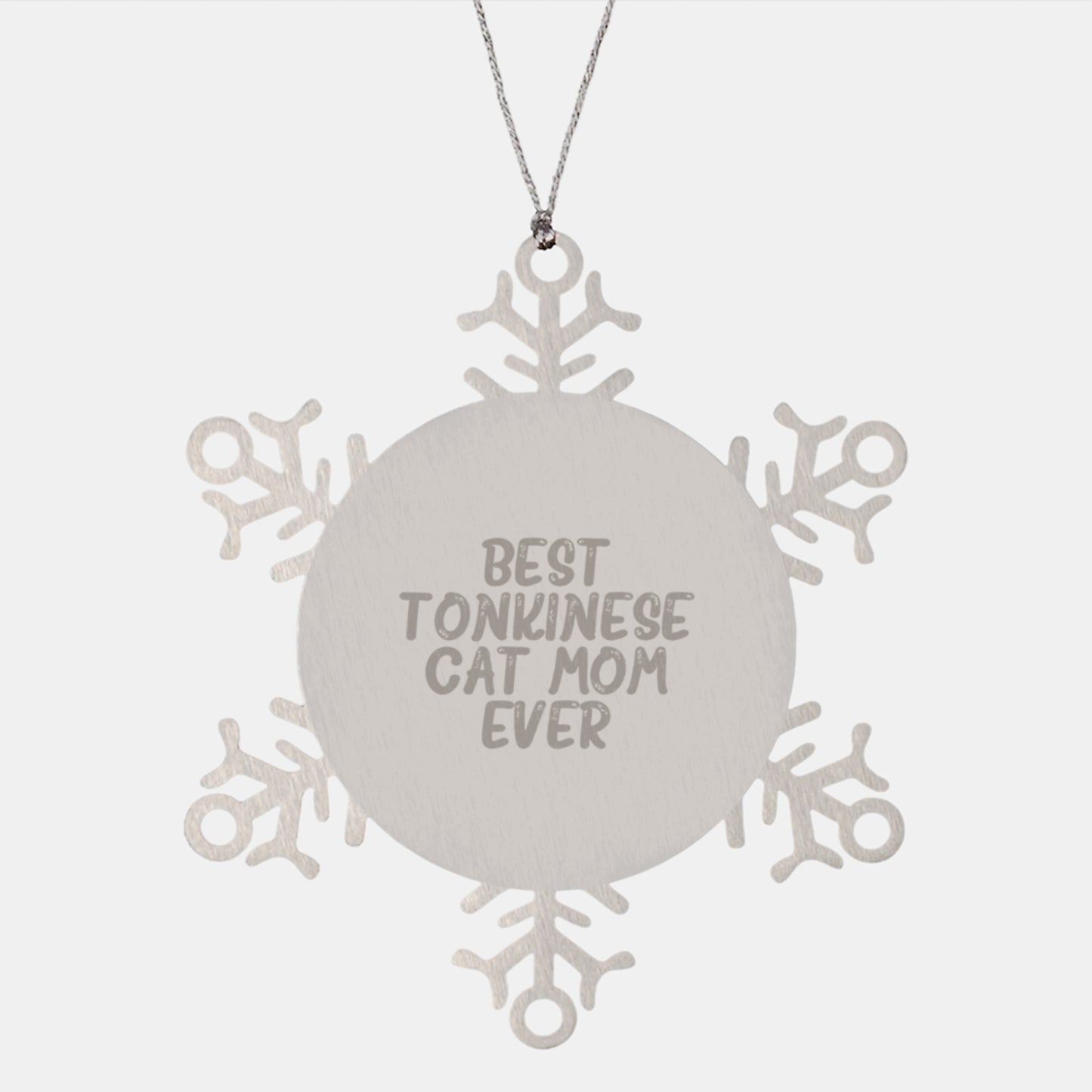 Funny Tonkinese Cat Mom Gifts from Family for Christmas Unique Snowflake Ornaments, 'Best Tonkinese Cat Mom Ever' Quote, Shatterproof Premium Stainless Steel, 3.14 inches - Image 1