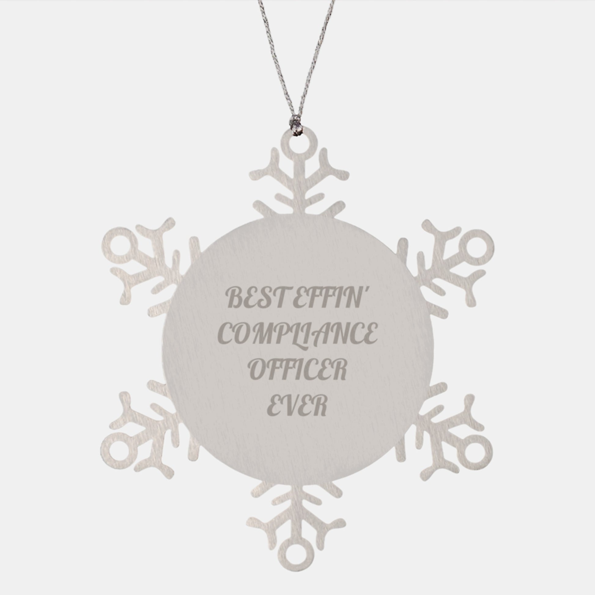 Funny Compliance Officer Gifts for Men, Compliance Officer Snowflake Ornament, 'Best Effin' Compliance Officer Ever' - Gifts from Friends for Compliance Officer - Image 1