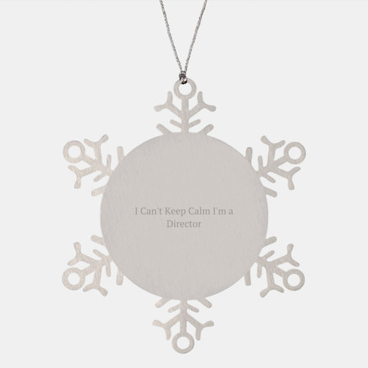 Funny Director Gifts from Friends, 'I Can't Keep Calm I'm A Director' Snowflake Ornament for Christmas Unique Gifts - Image 1