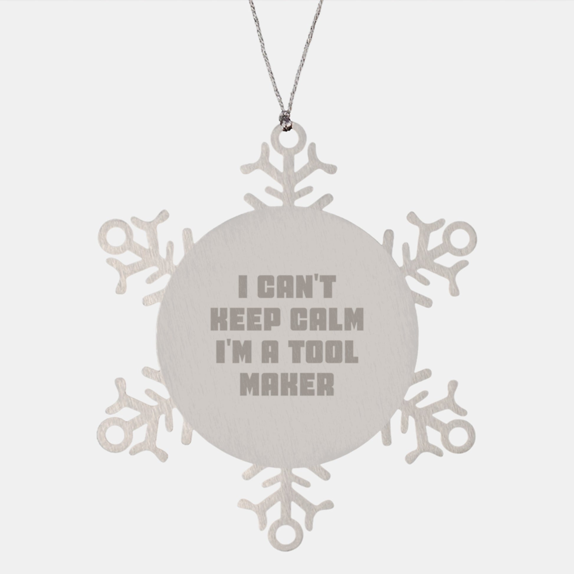 Funny Gift for Tool Makers, Unique Snowflake Ornament, Christmas Unique Gifts from Friends to Family, 'I Cant Keep Calm I'm A Tool Maker' - Image 1
