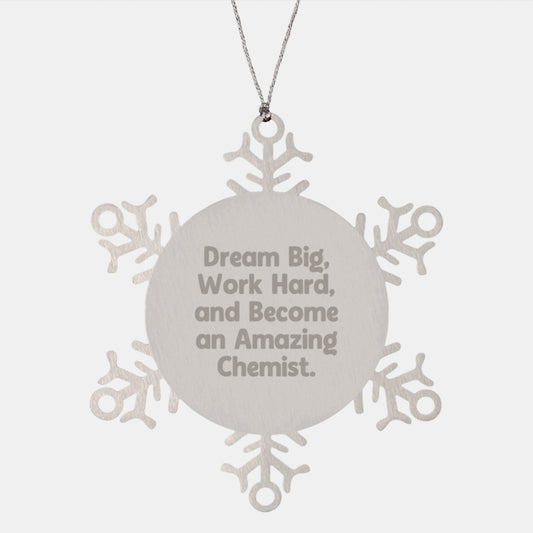 Gifts from Friends to Amazing Chemists - 'Dream Big, Work Hard' Snowflake Ornament, Christmas Unique Presents for Men, Women, Family, Coworkers - Image 1