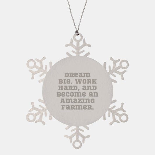 Farmer Gifts from Friends - 'Dream Big, Work Hard, And Become An Amazing Farmer.' Snowflake Ornament for Christmas - Image 1