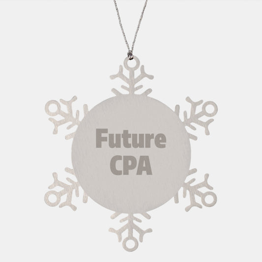 Funny Future CPA Gifts from Friends to Family, Snowflake Ornament, 'Future CPA is in the Making', Shatterproof, 3.14 inches in Diameter, Christmas Unique Gifts - Image 1