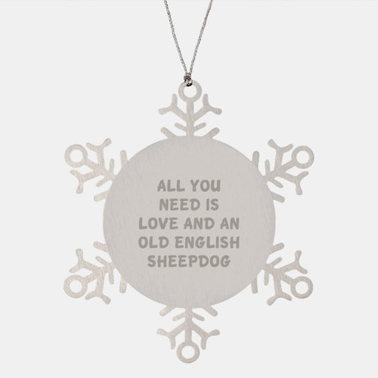 Funny Old English SheepDog Lover Gifts from Men to Family - Snowflake Ornament for Christmas - Image 1