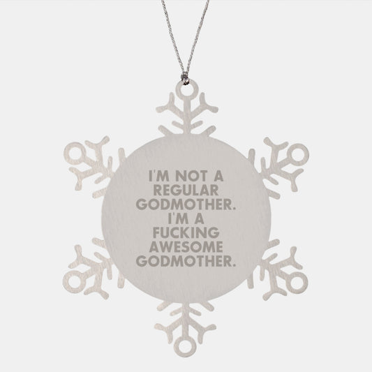 Funny Godmother Gifts for Her, Snowflake Ornament, Gifts from Men to Women, Godmother Christmas Unique Snowflake - Image 1