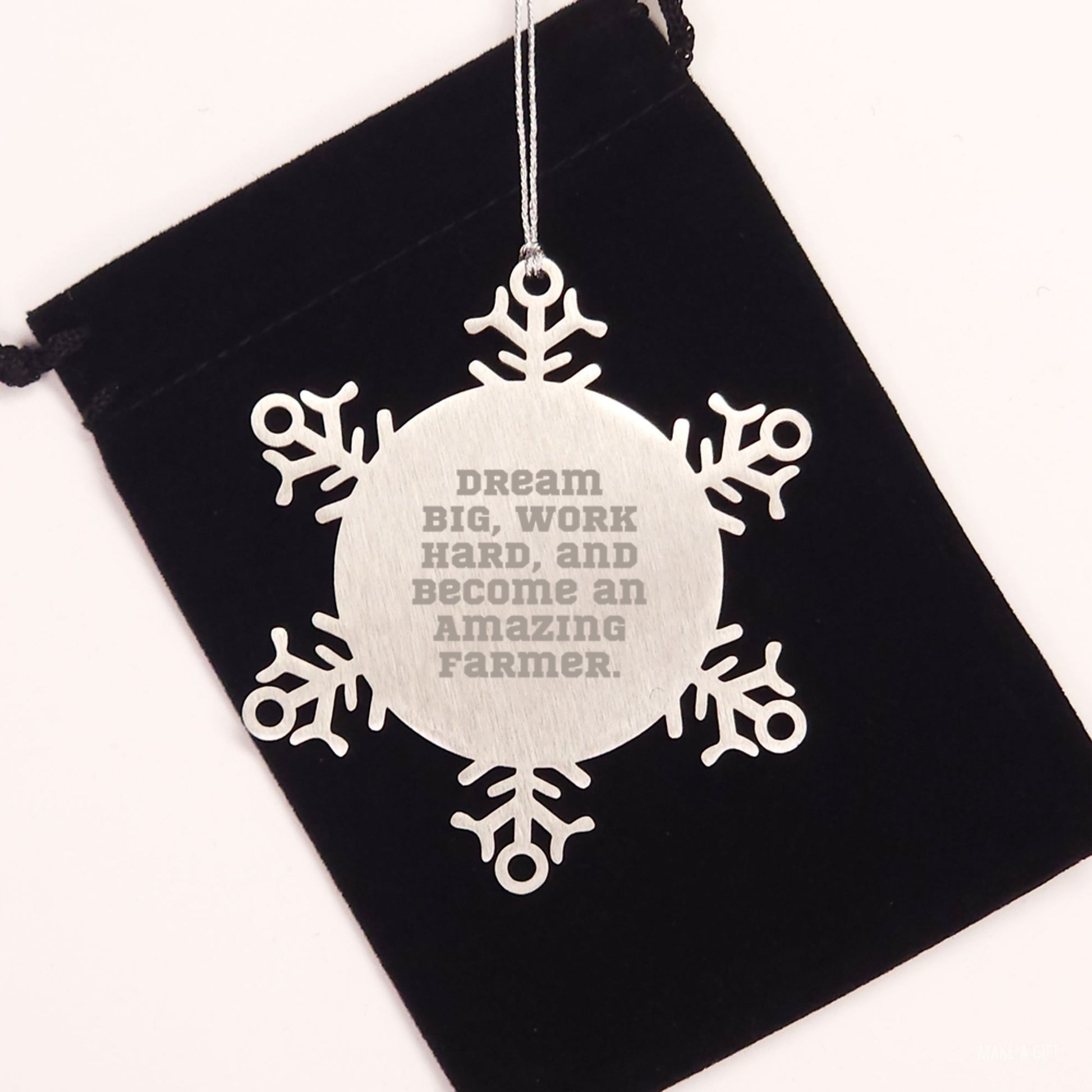 Farmer Gifts from Friends - 'Dream Big, Work Hard, And Become An Amazing Farmer.' Snowflake Ornament for Christmas - Image 2
