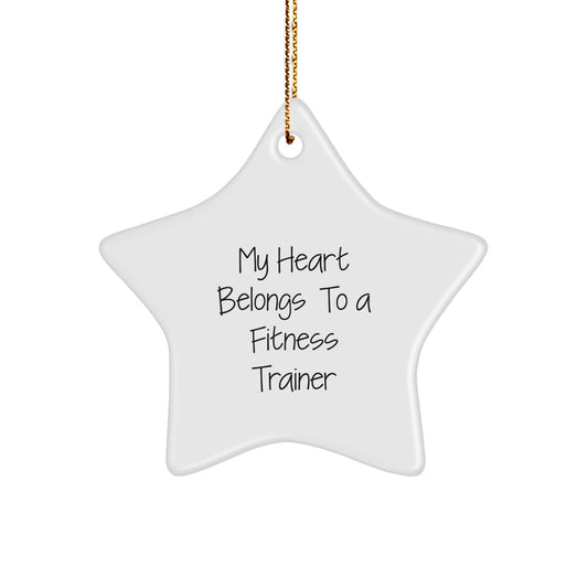 Fitness Trainers Love My Heart Belongs To A Fitness Trainer Star Ornament, Gifts from Friends, Family, or Coworkers for Men and Women, Unique Christmas Decoration - Image 1
