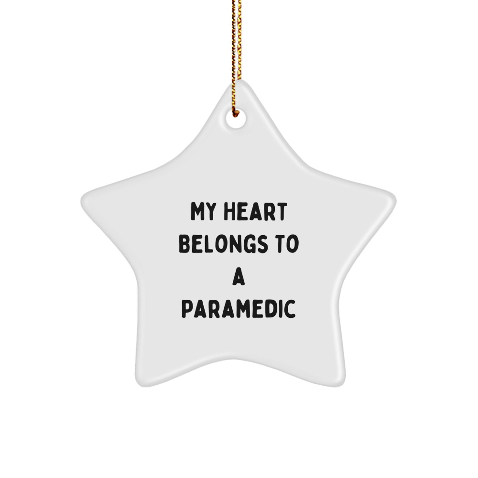 Funny Rescue Worker Gifts for Him, 'My Heart Belongs To A Rescue Worker' Star Ornament, Christmas Tokens from Friends for Rescue Worker Lovers, Unique Rescue Worker MDF Star Shape - Image 1