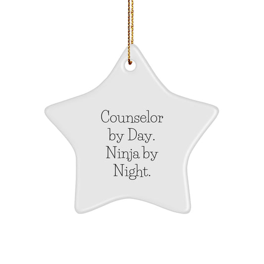 Counselor Gifts for Men or Women, Funny Star Ornament from Counselor By Day. Ninja By Night. for Christmas - Image 1
