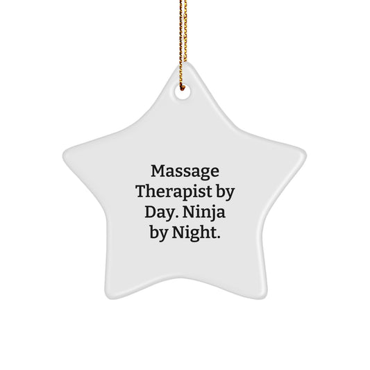 Massage Therapist Gifts for Christmas: 'Massage Therapist By Day. Ninja By Night.' Star Ornament, Gifts from Men to Women, Friends, Coworkers, Family - Image 1