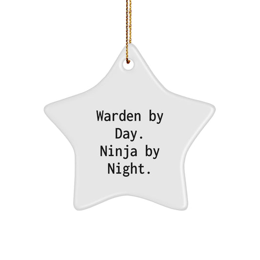 Warden Gifts by Day, Ninja Gifts by Night, Star Ornament for Christmas - Gifts from Friends and Family - Image 1