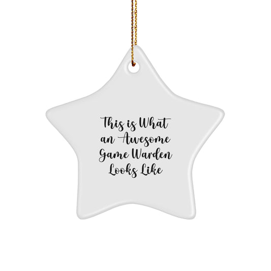 Funny Game Warden Gifts - This Is What An Awesome Game Warden Looks Like, Star Ornament for Christmas, Gifts from Men to Game Wardens - Image 1