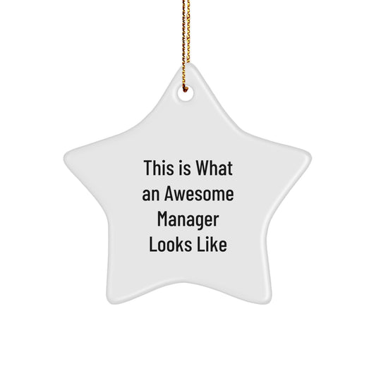 Funny Manager Gifts from Friends or Family - This Is What an Awesome Manager Looks Like Star Ornament for Christmas - Image 1