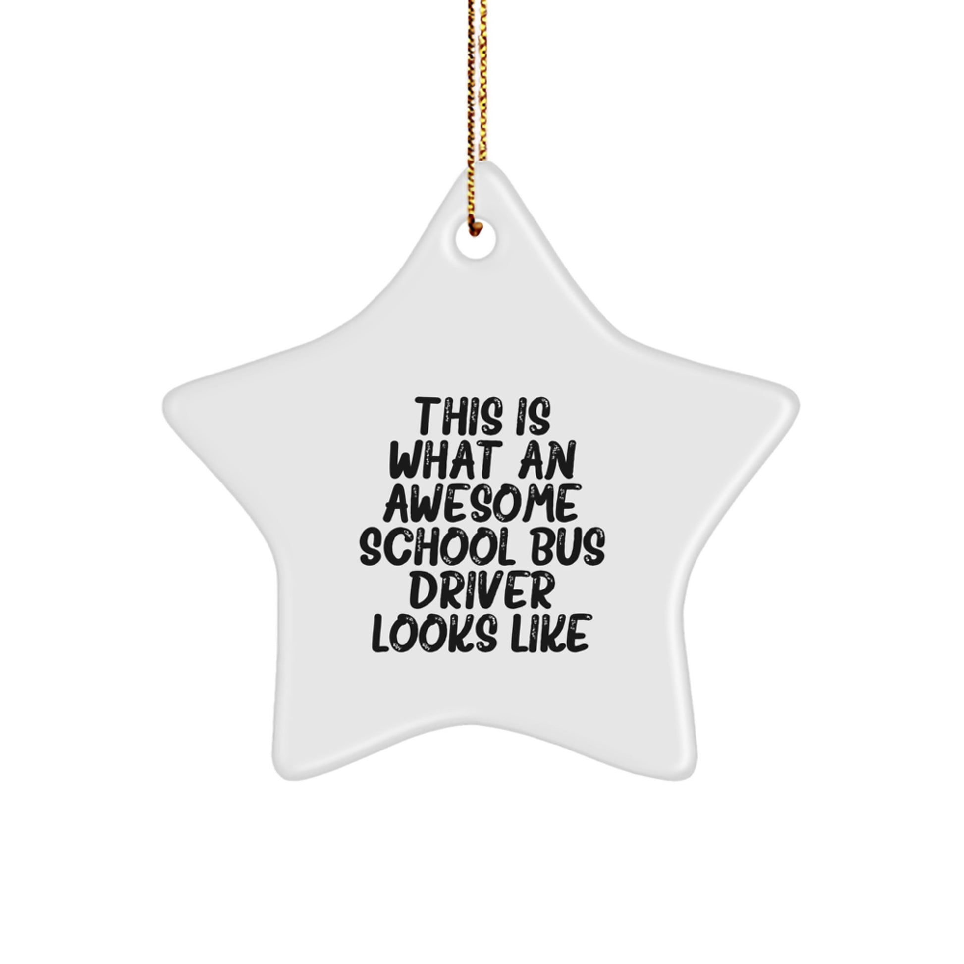 Funny School Bus Driver Gifts from Friends - 'This Is What An Awesome School Bus Driver Looks Like' Star Ornament, Christmas Unique Presents for School Bus Driver - Image 1
