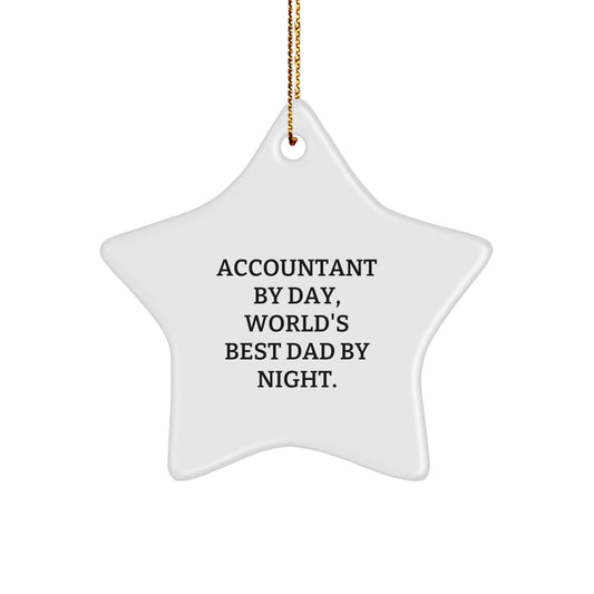 Funny Accountant Star Ornament Gifts from Men, Unique Christmas Unique Gifts for Accountant, Dad, World's Best Accountant By Day, Night Star Decor - Image 1