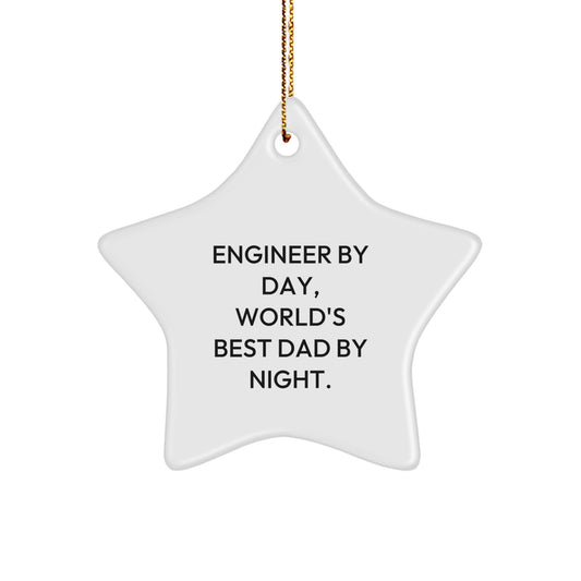 Funny Engineer Gifts from Dad, World's Best Engineer Star Ornament for Engineer Men, Christmas Unique Star Decorations, Dad Engineer at Night - Image 1