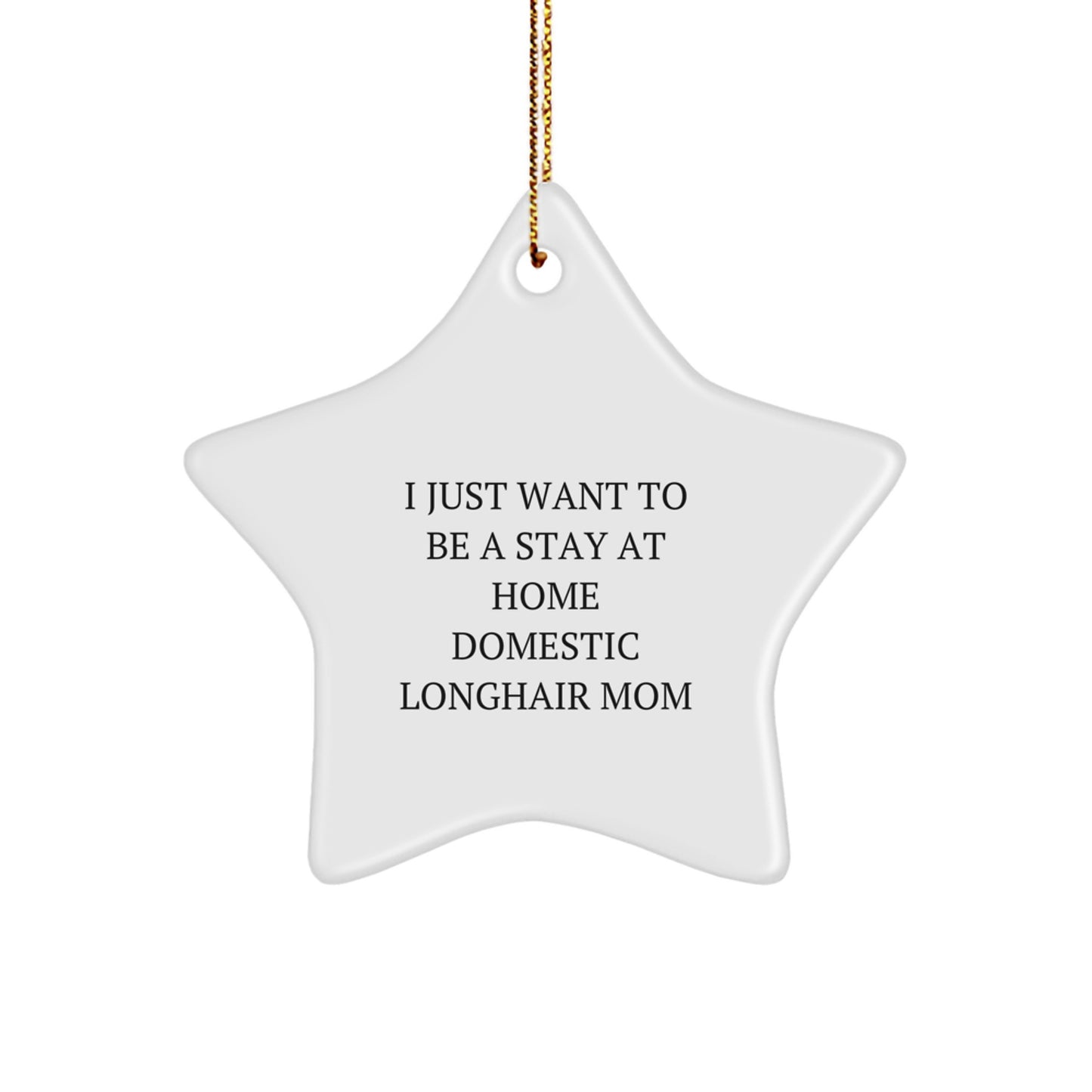 Funny Domestic Longhair Cat Mom Gifts from Friends - I Just Want To Be A Stay At Home Star Ornament - Christmas Unique Gifts for Domestic Longhair Cat Lovers - Image 1