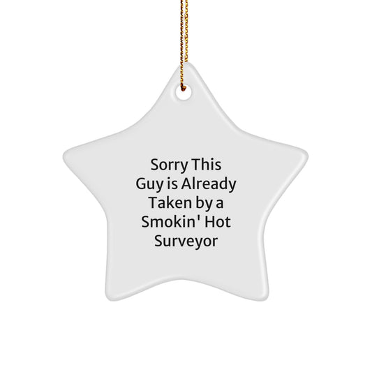 Funny Surveyor Gifts from Men, Star Ornament Quote 'Sorry This Guy Is Taken' Christmas Unique Gifts, Perfect for Surveyor Lovers - Image 1