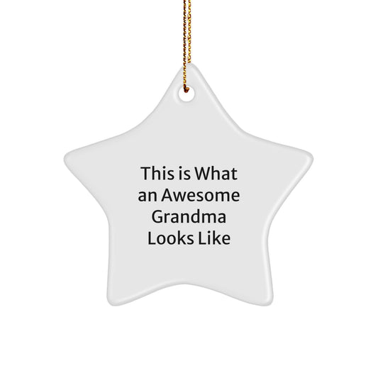 Grandma Gifts from Family - This Is What An Awesome Grandma Looks Like Star Ornament, White, 3.25\ - Image 1