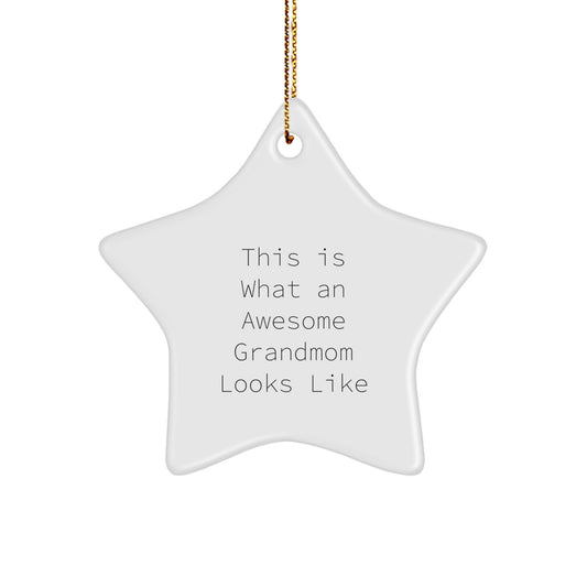 Grandmom Gifts from Family - This Is What An Awesome Grandmom Looks Like Star Ornament for Christmas - Image 1