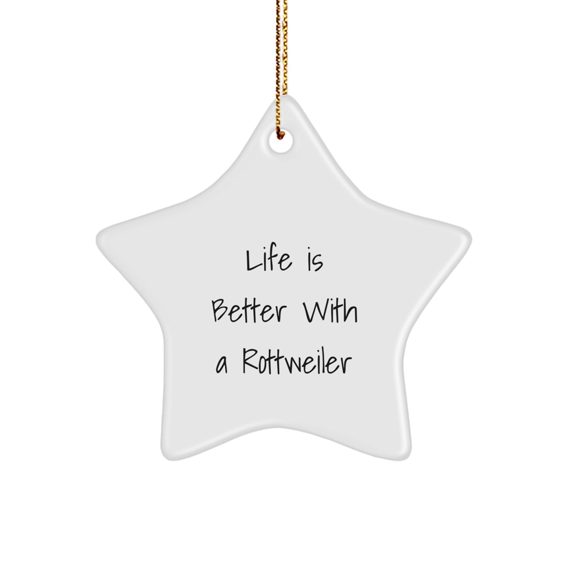 Rottweiler Dog Christmas Decorations, Funny Star Ornament Gifts from Men to Family, Rottweiler Dog Lover Unique Gifts, White Star Shaped Star Ornament - Image 1