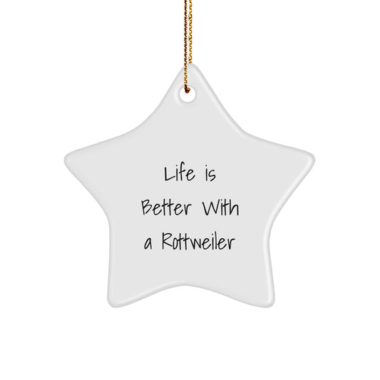Rottweiler Dog Christmas Decorations, Funny Star Ornament Gifts from Men to Family, Rottweiler Dog Lover Unique Gifts, White Star Shaped Star Ornament - Image 1