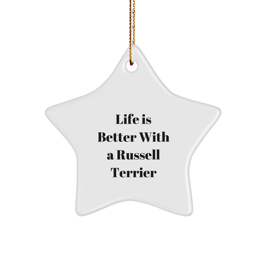 Funny Russell Terrier Dog Gifts from Family - Life Is Better With A Russell Terrier Star Ornament, Christmas Unique Gifts for Men Women Friends Coworkers - Image 1