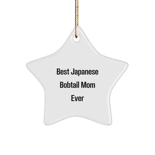 Funny Japanese Bobtail Cat Mom Gifts from Family, Star Ornament for Christmas, 'Best Japanese Bobtail Mom Ever', Gifts for Japanese Bobtail Cat Lovers - Image 1