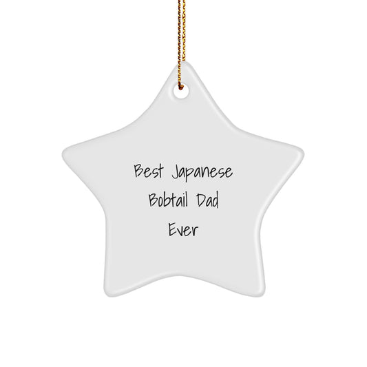 Japanese Bobtail Cat Star Ornament, Funny Gifts from Dad for Japanese Bobtail Cat, Christmas Unique Treasures, 'Best Japanese Bobtail Dad Ever' Quote, Star Shaped Decor - Image 1