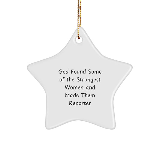 Funny Reporter Star Ornament Gifts from Women, Christmas Unique Gifts for Reporter, Star Shaped Ornament with Gold Cord - Image 1