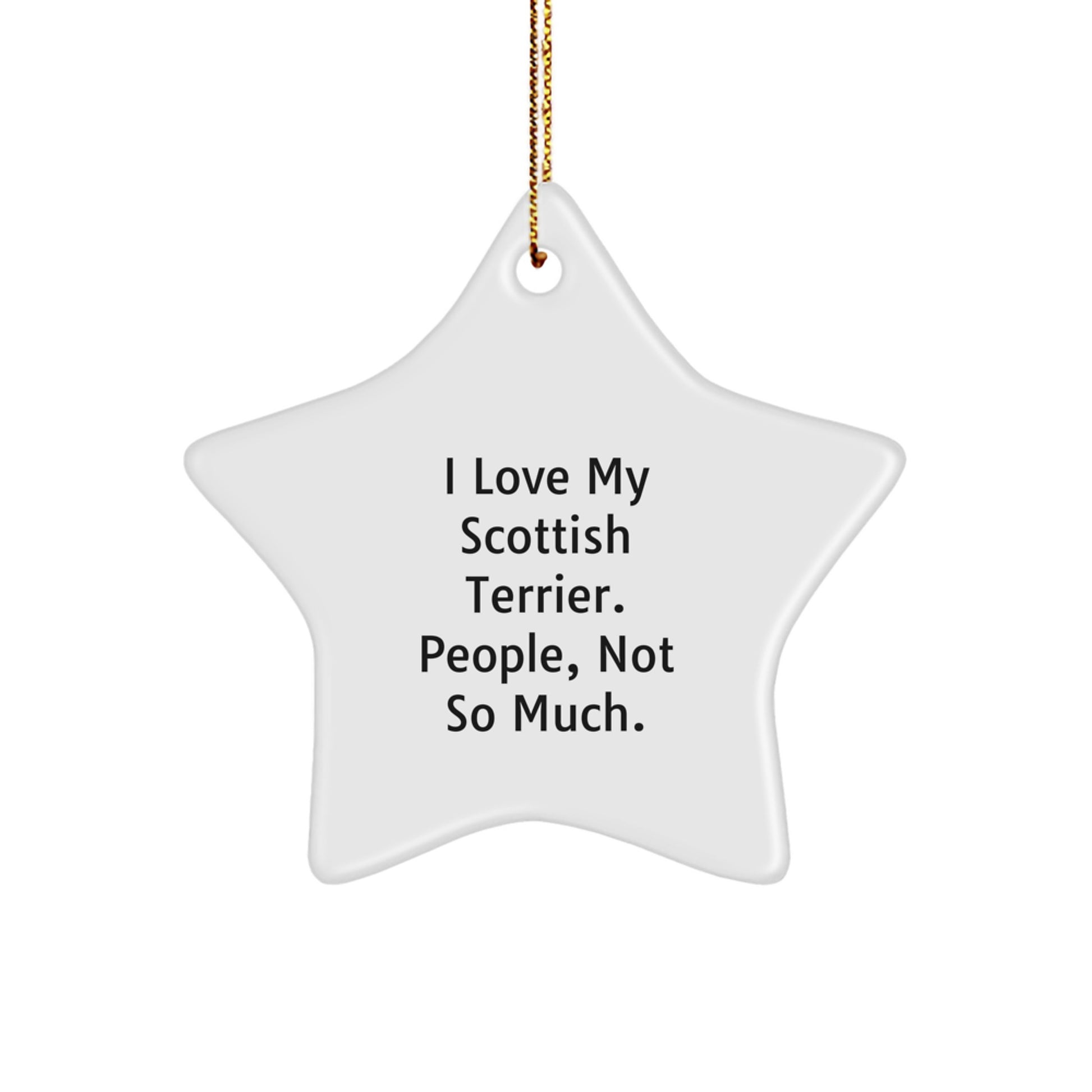 Funny Scottish Terrier Dog Gifts from Friends, Unique Star Ornament for Christmas, 'I Love My Scottish Terrier. People, Not So Much.' Quote - Image 1