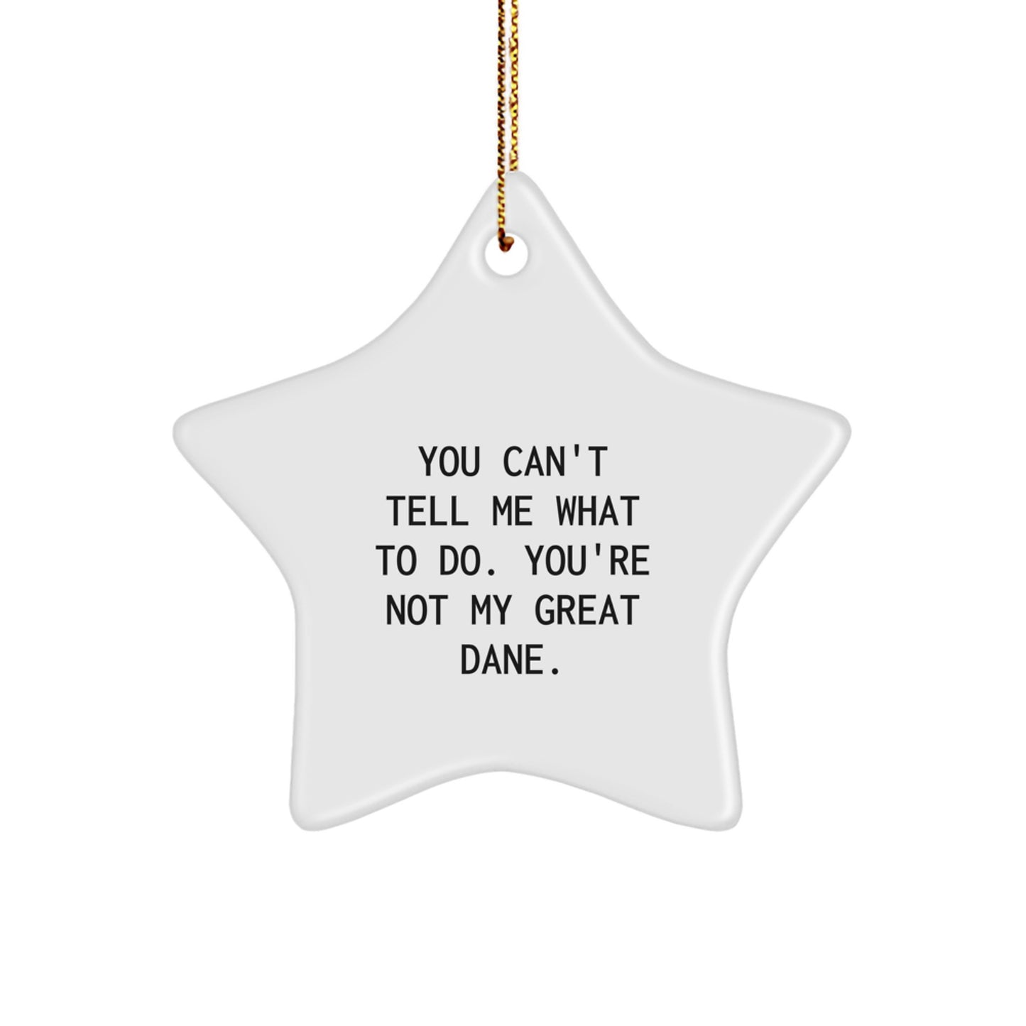 Funny Great Dane Dog Gifts, Star Ornament with 'You Can't Tell Me What To Do. You're Not My Great Dane.' Quote, Christmas Unique Presents for Men, Women, Friends, Family - Image 1
