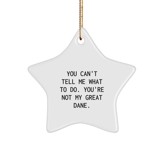 Funny Great Dane Dog Gifts, Star Ornament with 'You Can't Tell Me What To Do. You're Not My Great Dane.' Quote, Christmas Unique Presents for Men, Women, Friends, Family - Image 1