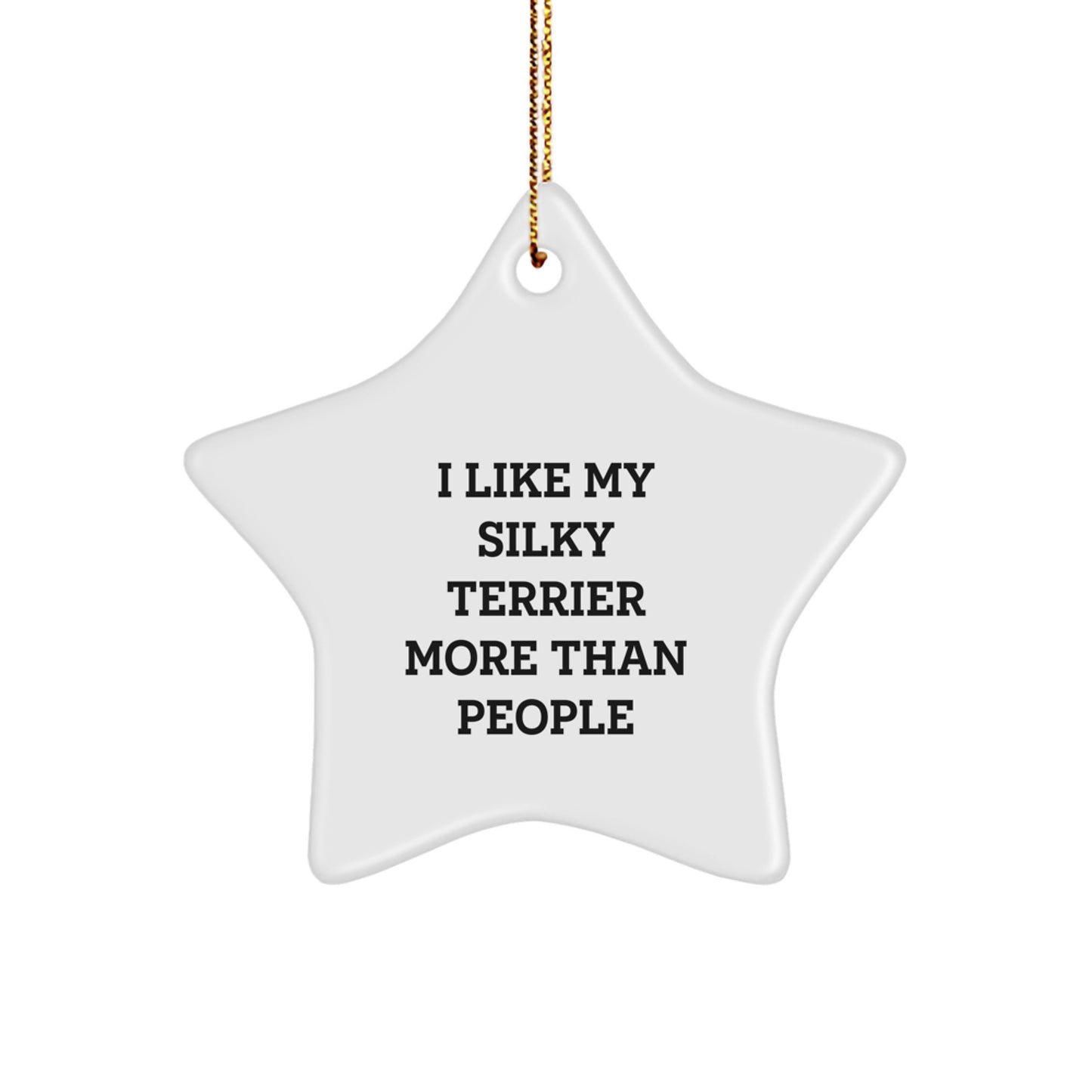 Funny Silky Terrier Dog Gifts from Friends and Family, I Like My Silky Terrier More Than People, Christmas Unique Star Ornaments for Home Decor - Image 1