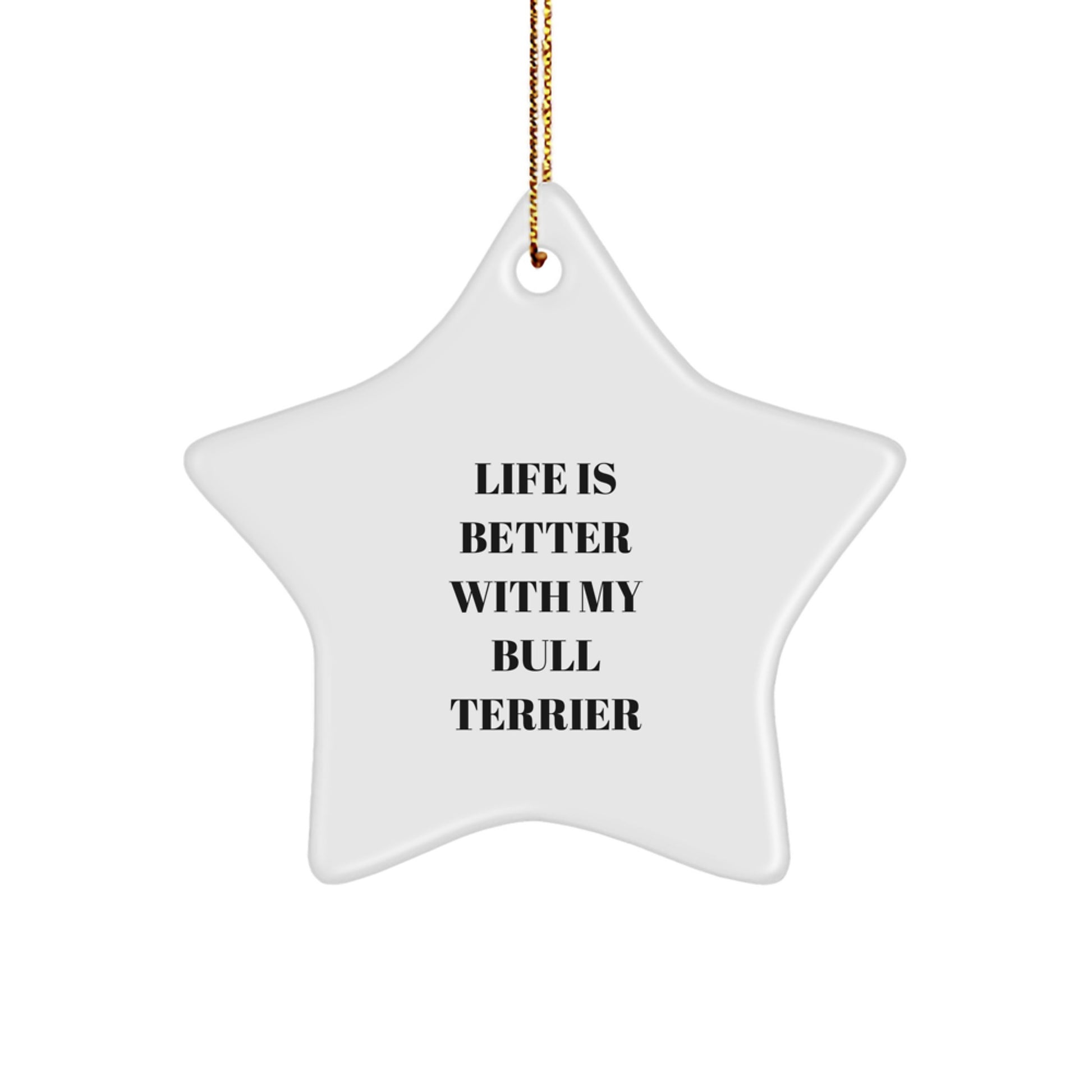 Bull Terrier Dog Gifts, Funny Quote Ornaments, Star Shaped White MDF Sublimation, Gifts from Family for Christmas Unique Gifts - Image 1