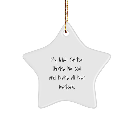 Irish Setter Dog Gifts from Friends - Star Ornament for Christmas, 'My Irish Setter Thinks I'm Cool, And That's All That Matters.' - Image 1