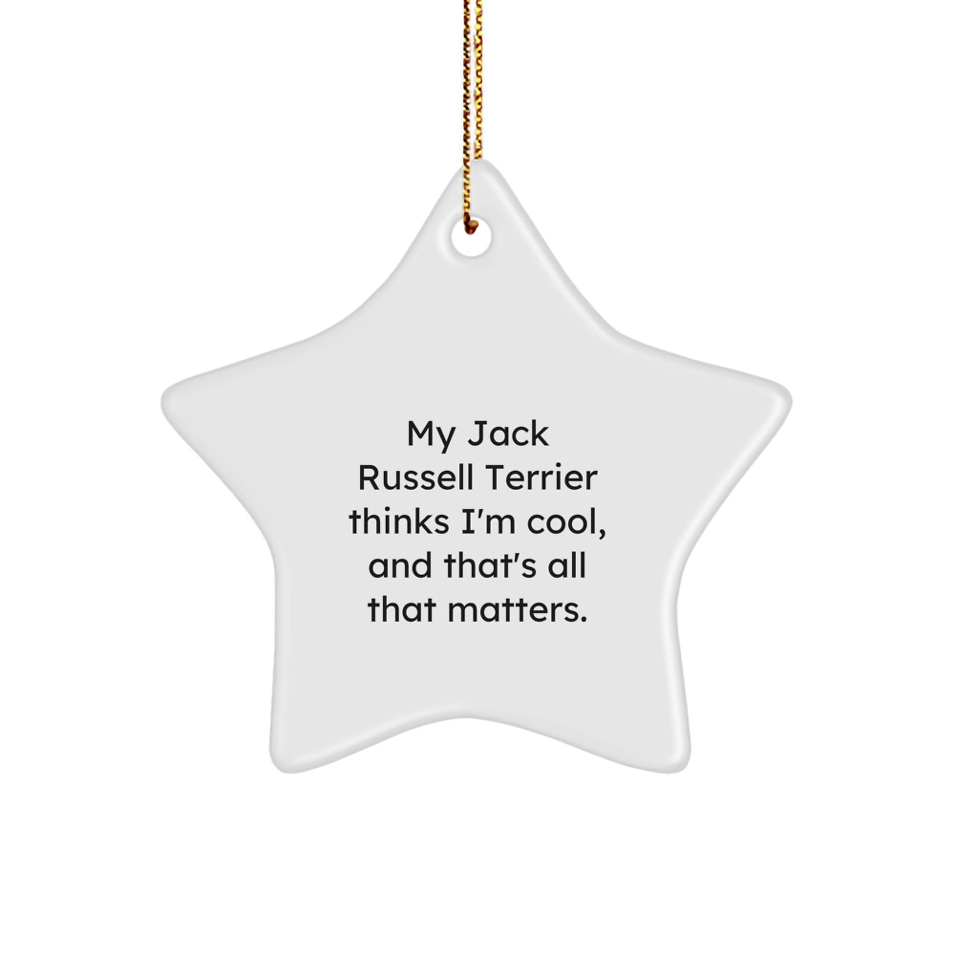 Funny Jack Russell Terrier Dog Gifts, 'My Jack Russell Terrier Thinks I'm Cool, And That's All That Matters.' Christmas Star Ornament for Men, Women, Friends, Family - Image 1
