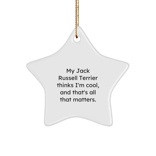 Funny Jack Russell Terrier Dog Gifts, 'My Jack Russell Terrier Thinks I'm Cool, And That's All That Matters.' Christmas Star Ornament for Men, Women, Friends, Family - Image 1