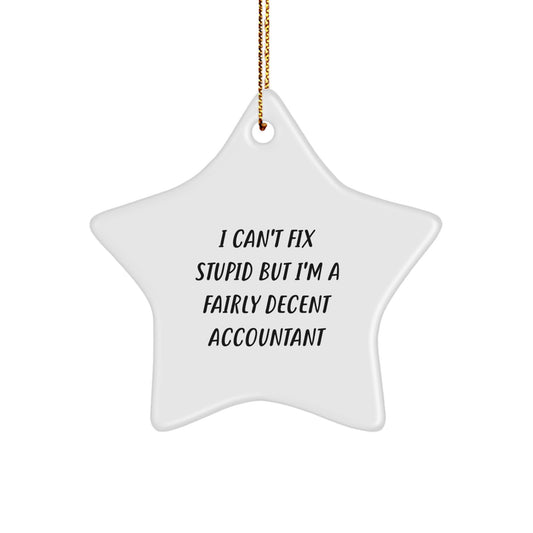 Funny Accountant Christmas Unique Gifts from Coworkers to Accountants, Fairly Decent Star Ornament Humor, Accountant Themed Star Decoration for Office, Funny Gifts for Accountants on Christmas - Image 1
