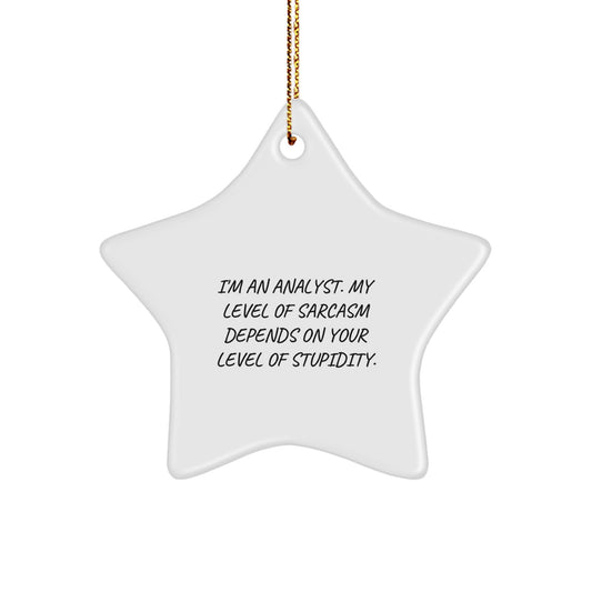 Funny Analyst Gifts, I'm An Analyst. My Level Of Sarcasm Depends On Your Level Of Stupidity., Christmas Star Ornament, Gifts from Coworkers, Gifts for Analyst - Image 1