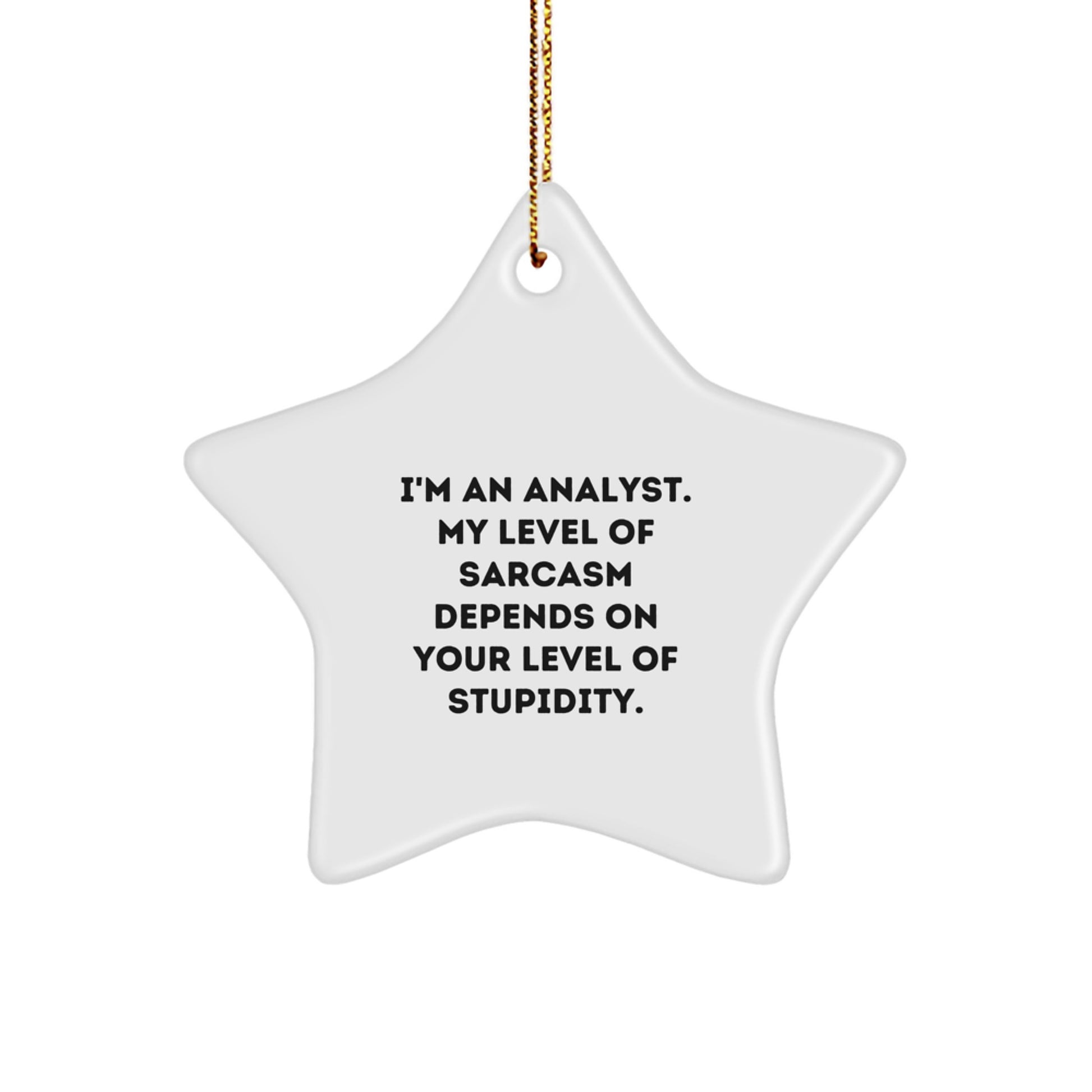 Funny Analyst Gifts, 'I'm An Analyst. My Level Of Sarcasm Depends On Your Level Of Stupidity.' Star Ornament for Christmas, Gifts from Friends, Family, or Coworkers to Analyst Men and Women - Image 1