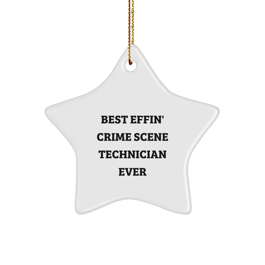 Funny Crime Scene Technician Star Ornament Gifts from Friends, Humorous Christmas Unique Gifts for Crime Scene Technician, Best Effin' Crime Scene Technician Ever Star Ornament - Image 1