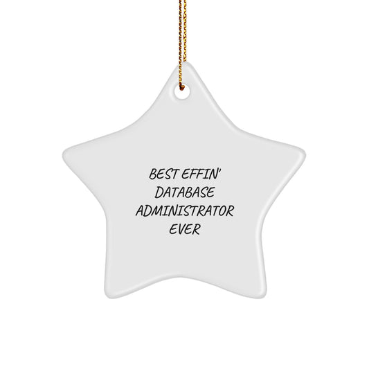 Funny Database Administrator Star Ornament, Gifts for Database Administrator, Christmas Unique Gifts, 'Best Effin' Database Administrator Ever' Quote, Star Ornament Gifts from Friends - Image 1