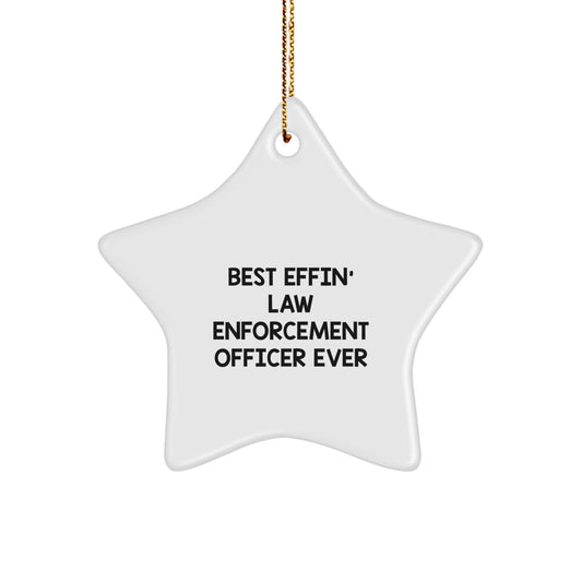 Funny Law Enforcement Officer Gifts from Friends Christmas Star Ornament Best Effin' Officer Ever - Image 1