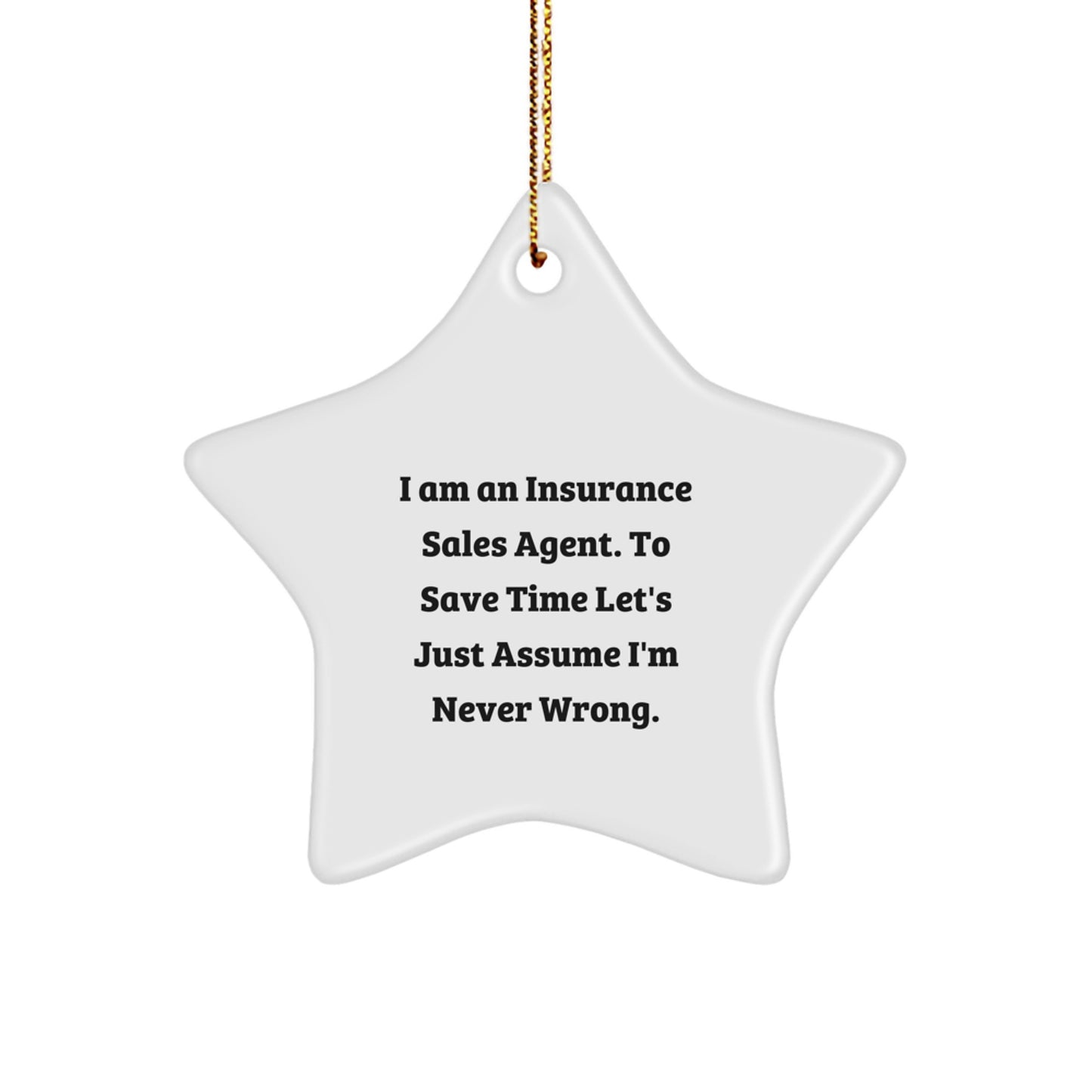 Funny Insurance Sales Agent Star Ornament Gift for Insurance Sales Agent Men Women Friends Family Christmas - Image 1