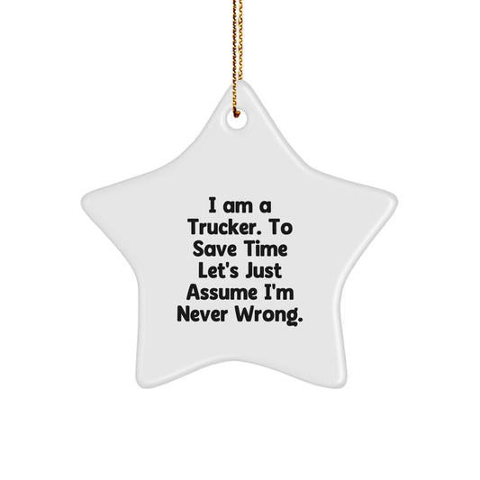 Funny Trucker Gifts, Star Ornament for Christmas Unique Gifts from Friends to Trucker Men - Image 1