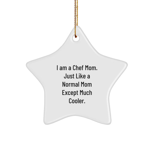 Funny Chef Mom Gifts from Family Christmas Star Ornament for Chef Women, Unique Star Shaped Decorations for Friends - Image 1