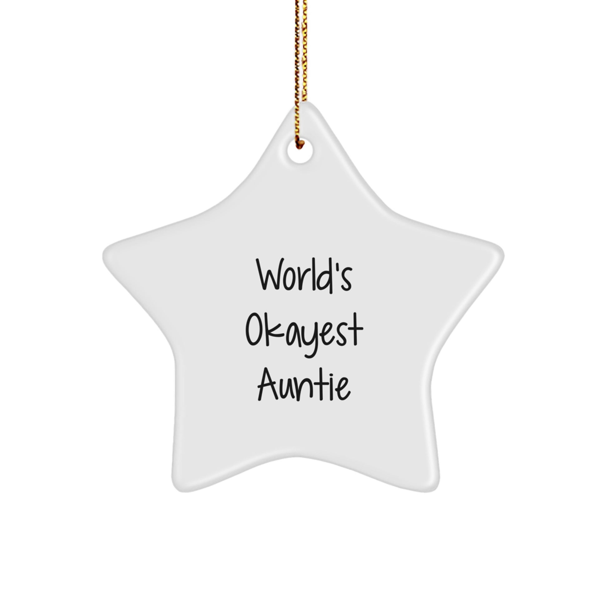 Funny Auntie Gifts, World's Okayest Auntie Star Ornament for Christmas, Gifts from Family to Auntie - Image 1
